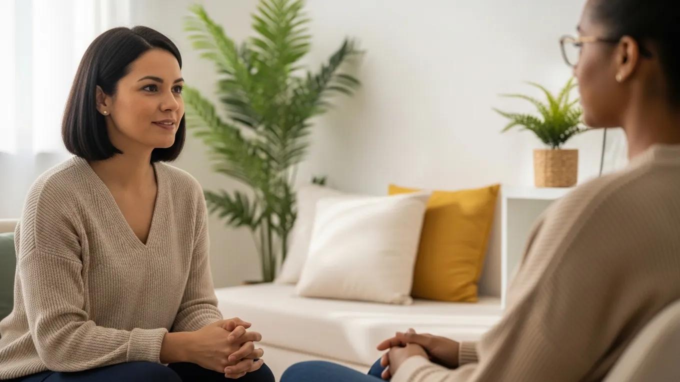 Therapy session illustrating the benefits of anxiety therapy for stress management and mental wellness