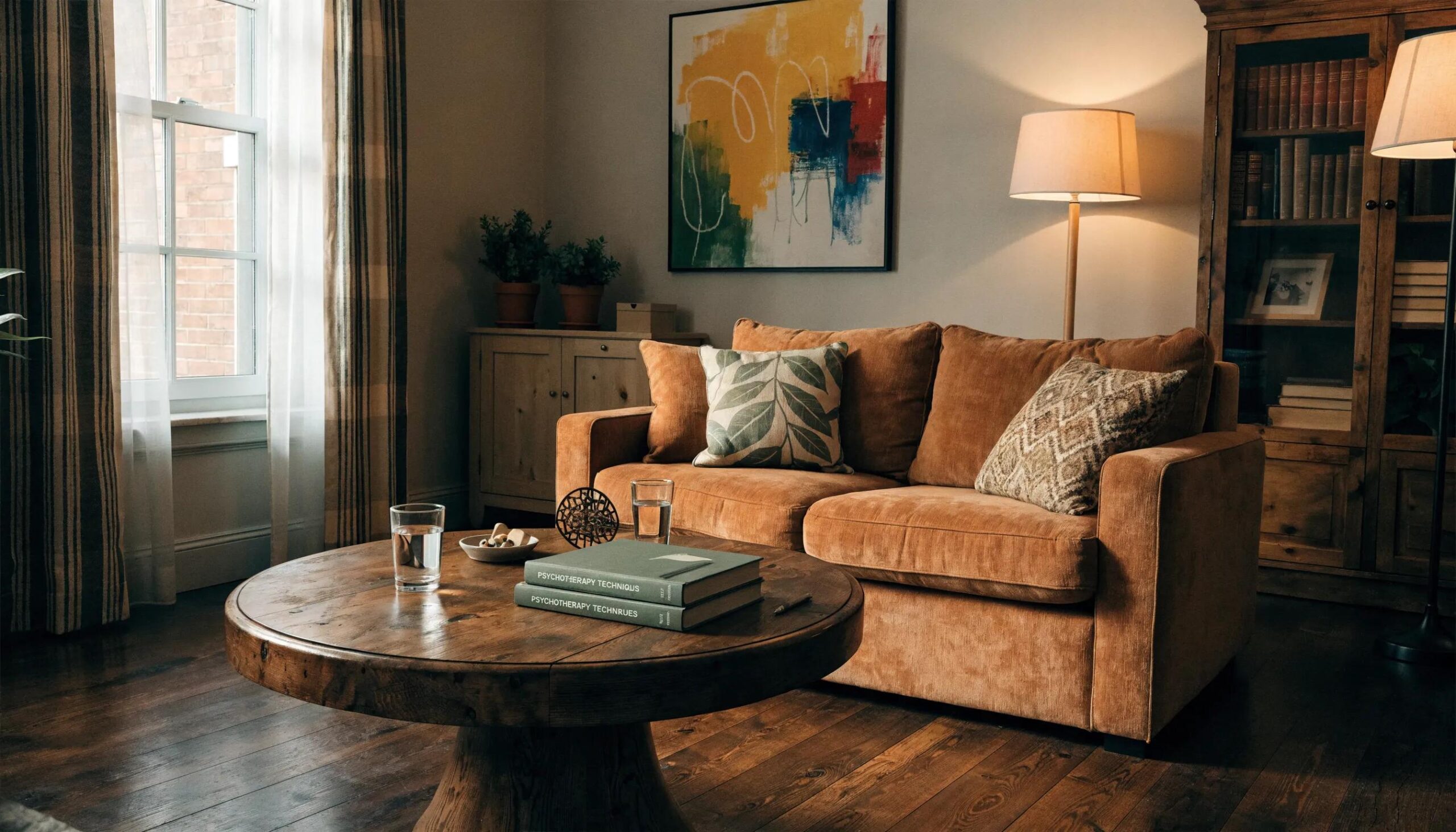 878ceae5-2393-4c25-bf19-a4718607f40b.webp Therapist office setup showcasing inviting atmosphere for evidence-based therapy