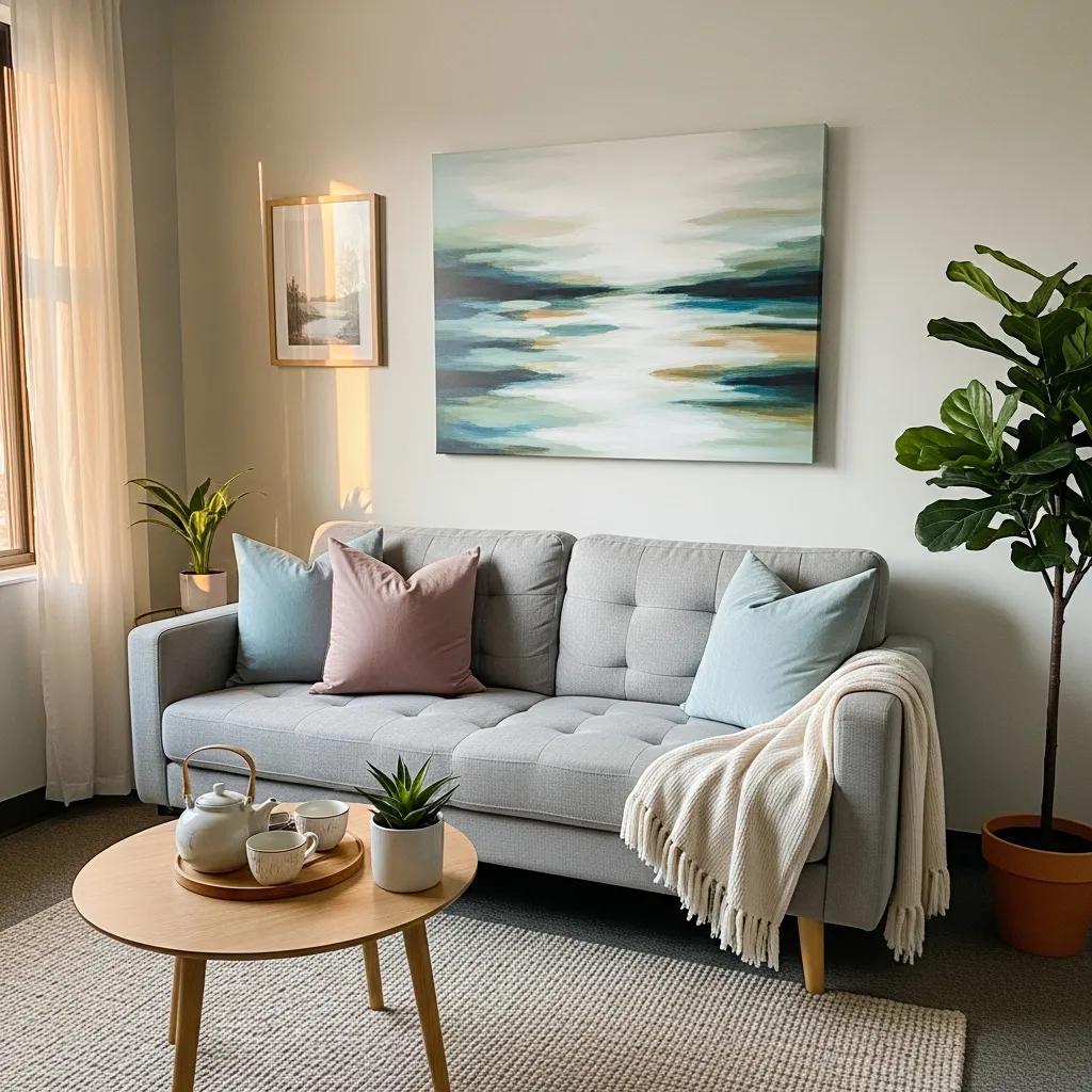 Therapy office with comfortable seating and calming decor for psychotherapy services